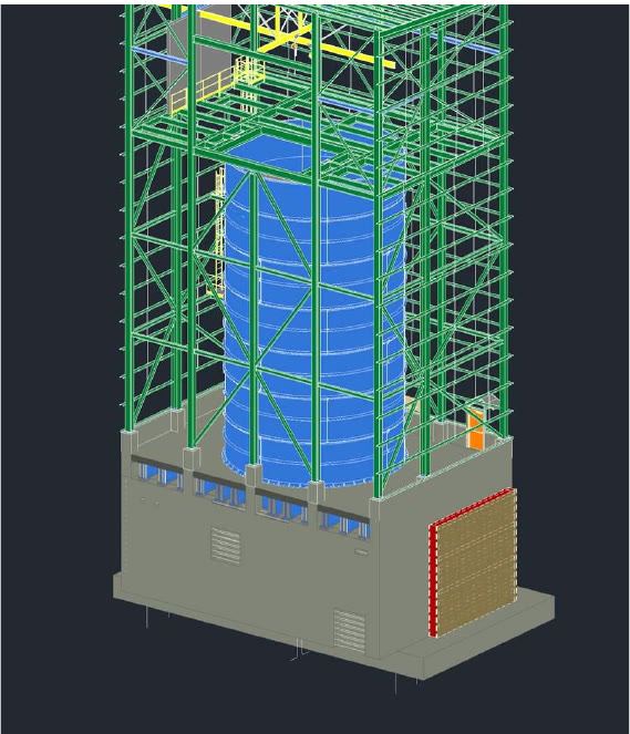 A drafter's BIM model of a bin house